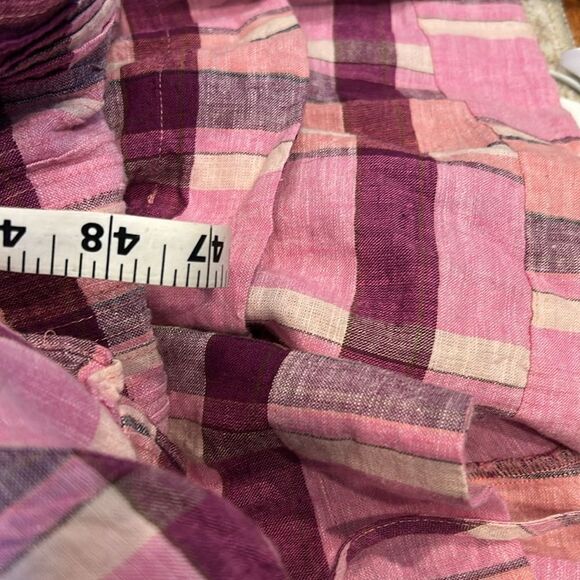 Anthropologie Maeve Linen Pleated-Waist Hanky-Hem Midi Dress linen large - Picture 9 of 13